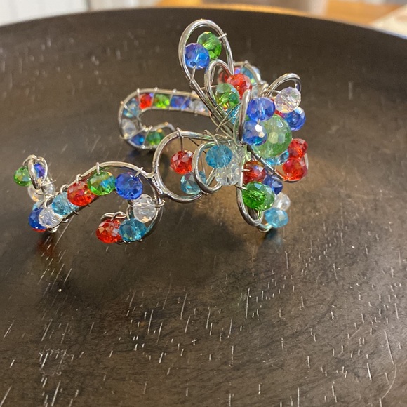 Beaded Wire Floral Cuff Bracelet - Picture 2 of 7